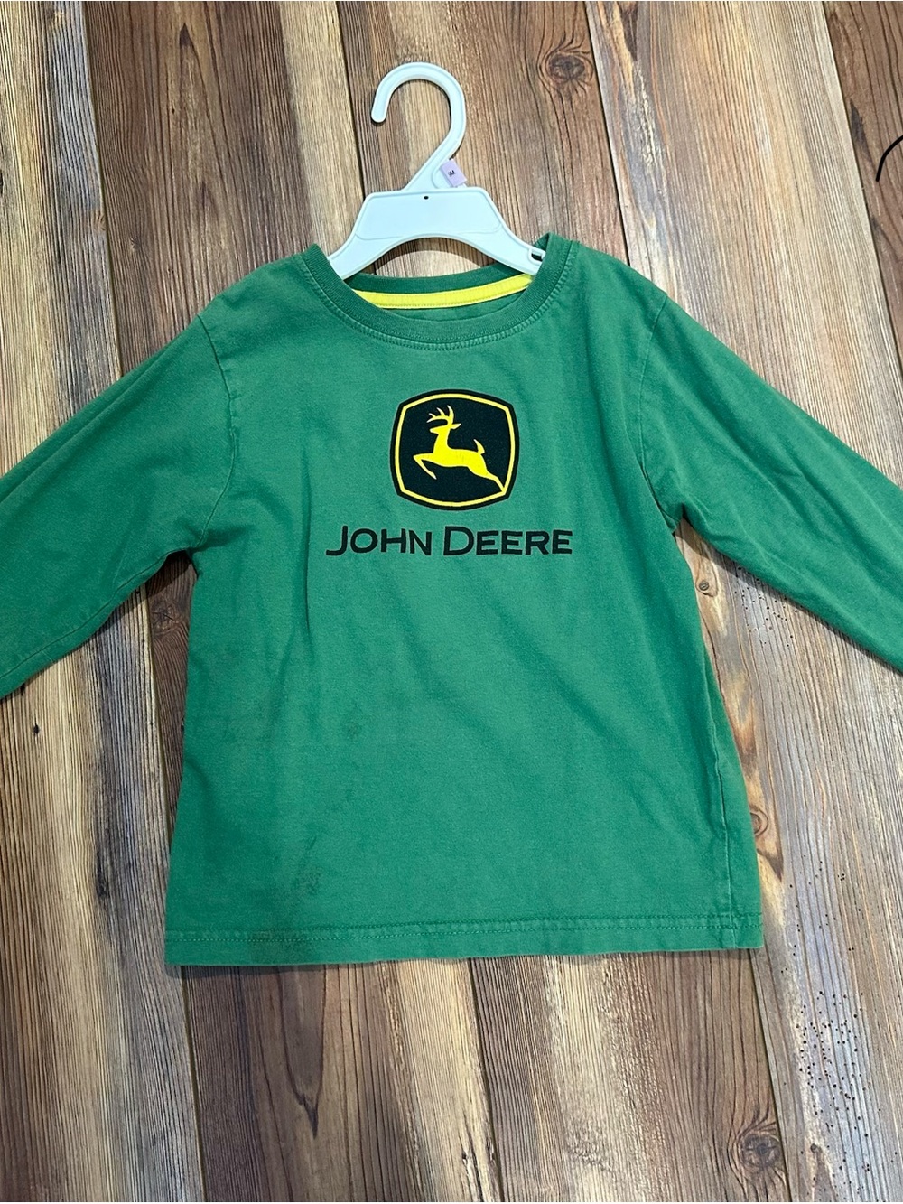 John Deere Green Long-Sleeve Logo Tee with Yellow Accent